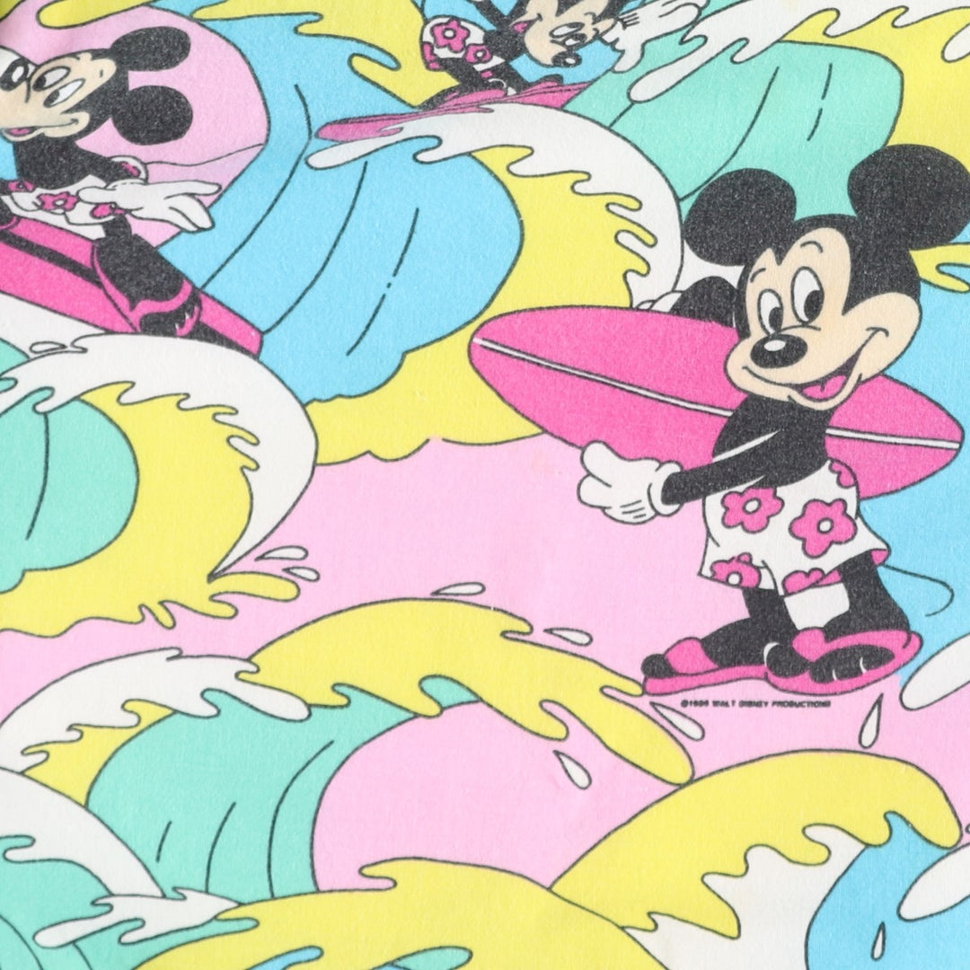 90'S Mickey Mouse Reversible All-Over Print Character Sweatshirt (Women's Size XL) unclear white type Vintage Second Hand