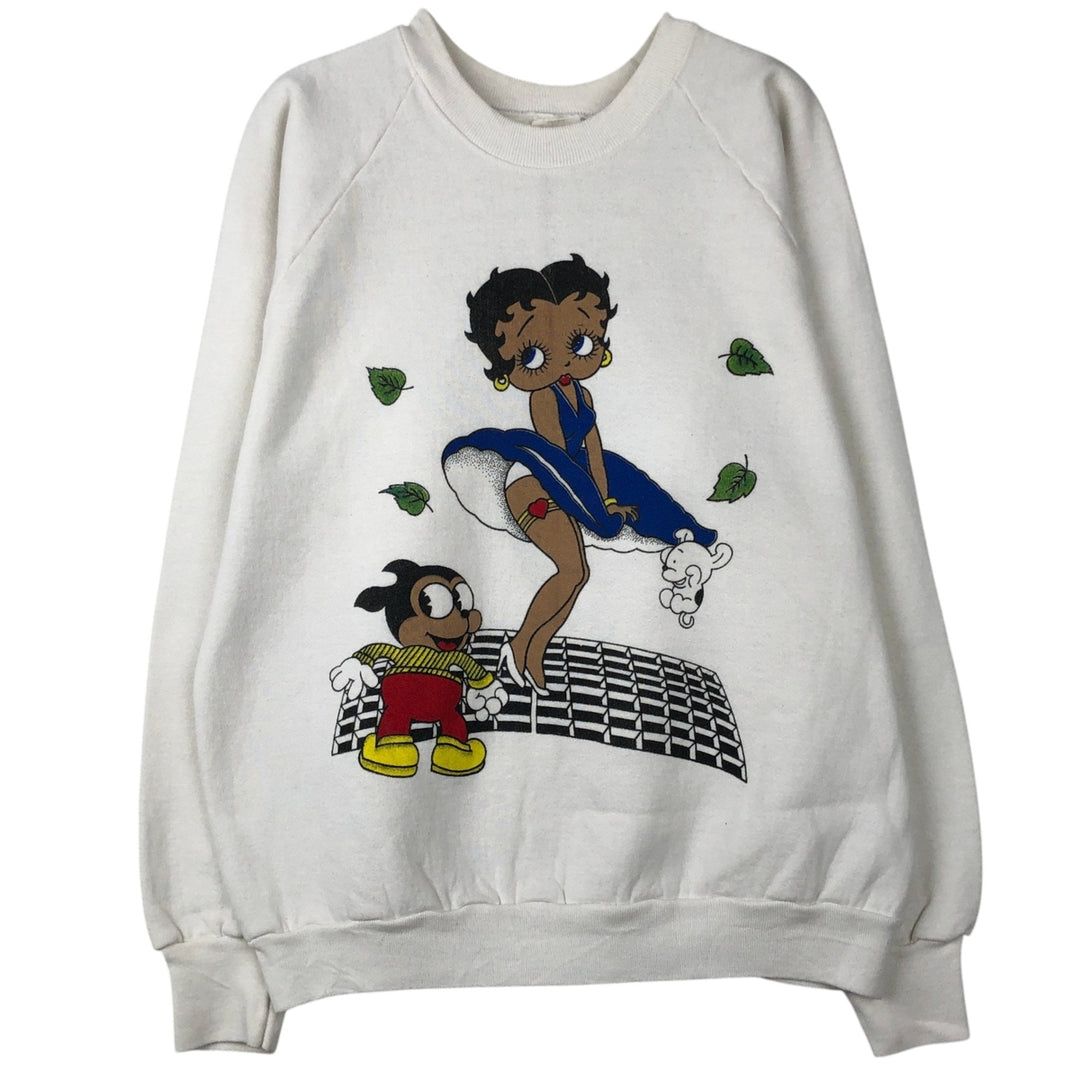 BETTY BOOP character sweatshirt, women's size L (approx.) unclear white type Vintage Second Hand