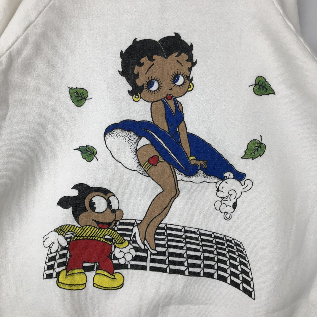 BETTY BOOP character sweatshirt, women's size L (approx.) unclear white type Vintage Second Hand