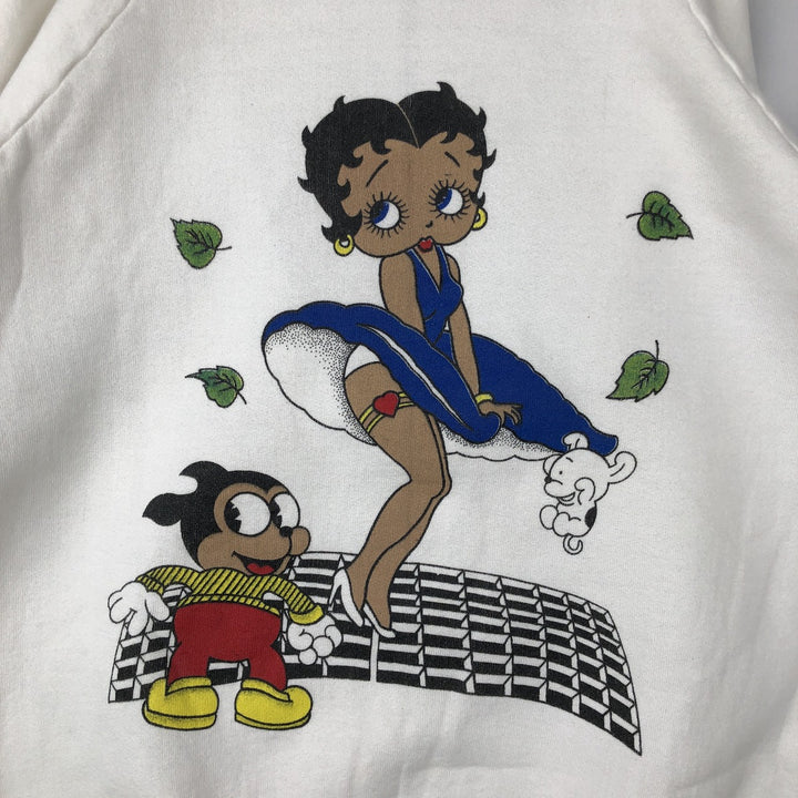 BETTY BOOP character sweatshirt, women's size L (approx.) unclear white type Vintage Second Hand