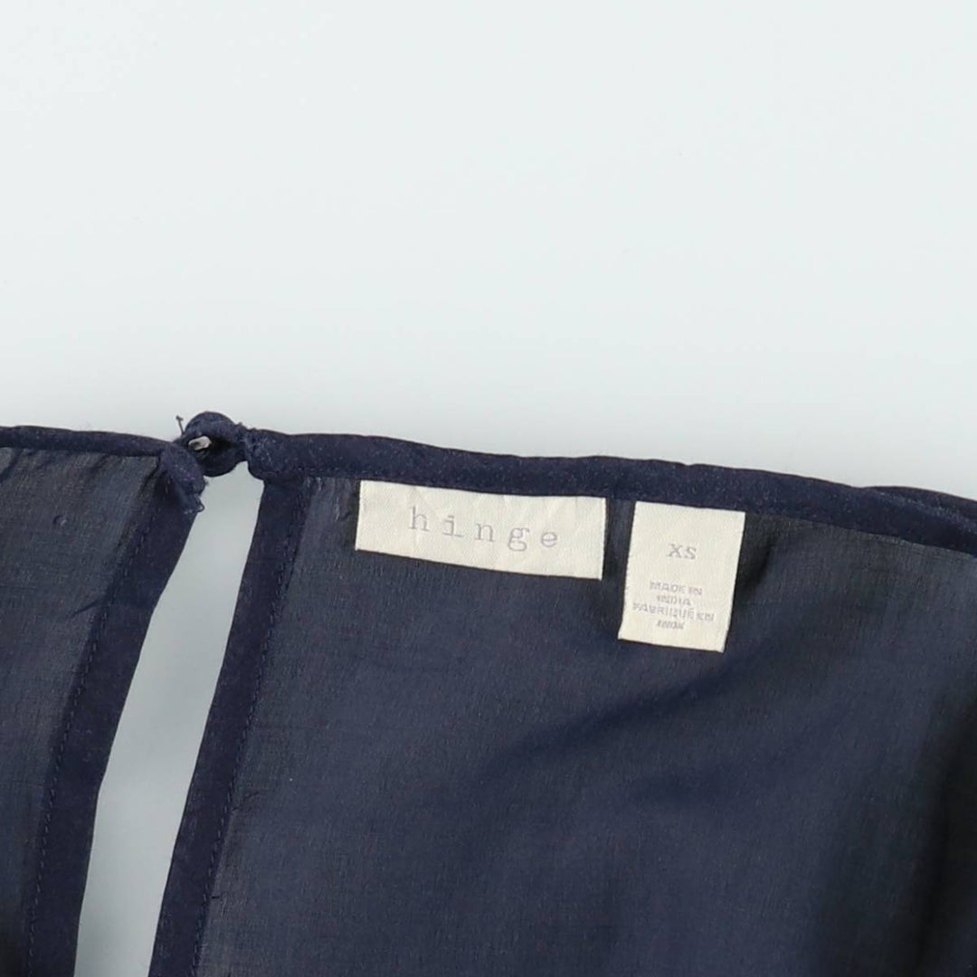 HINGE Ruffle Sleeve Peplum Short Sleeve Blouse (Women's Size XS) Viscose navy blue type Vintage Second Hand