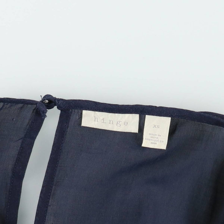 HINGE Ruffle Sleeve Peplum Short Sleeve Blouse (Women's Size XS) Viscose navy blue type Vintage Second Hand