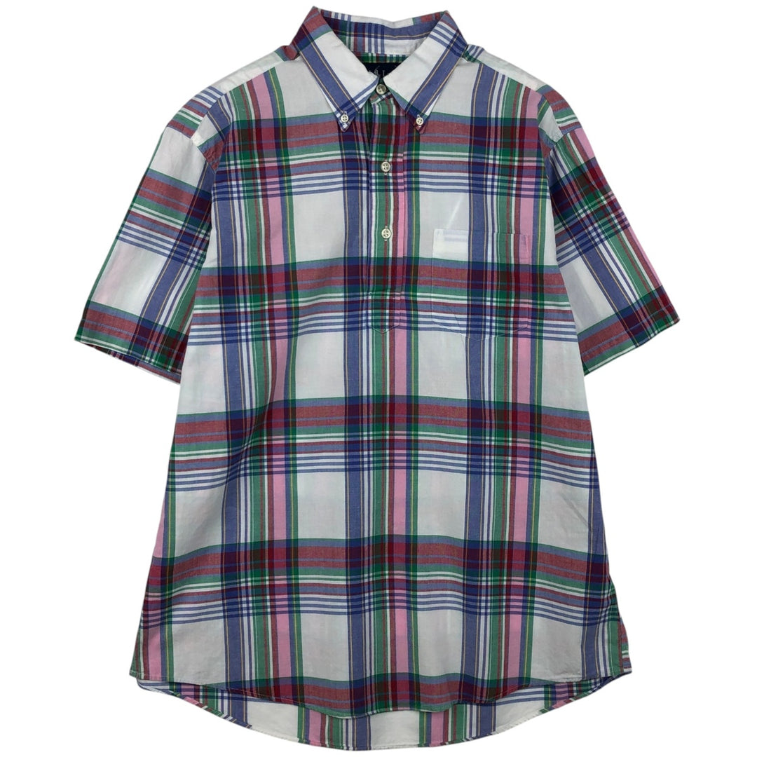 Ralph Lauren Check Pattern Short Sleeve Button-Down Shirt, Men's Size Medium cotton white type Vintage Second Hand