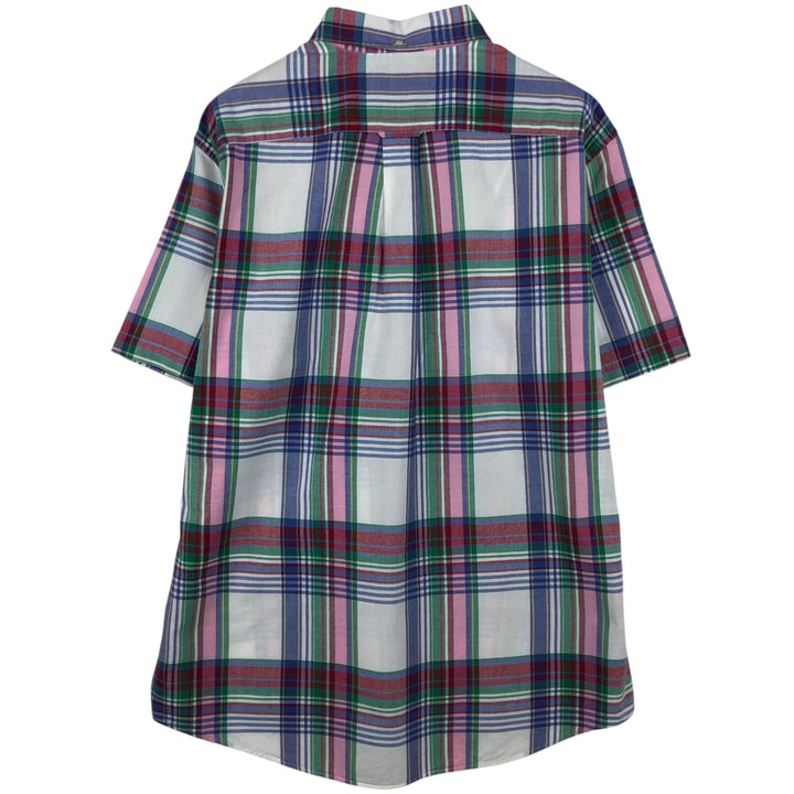 Ralph Lauren Check Pattern Short Sleeve Button-Down Shirt, Men's Size Medium cotton white type Vintage Second Hand