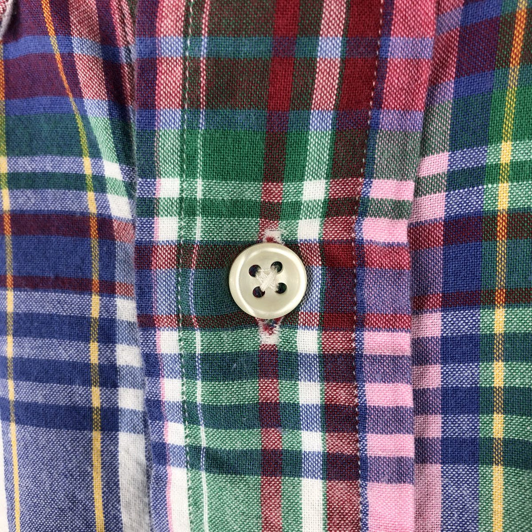 Ralph Lauren Check Pattern Short Sleeve Button-Down Shirt, Men's Size Medium cotton white type Vintage Second Hand