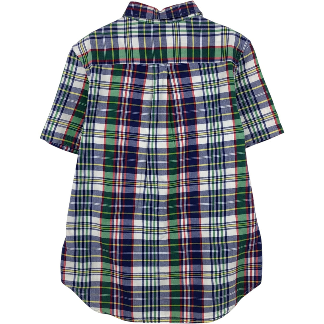 Ralph Lauren Check Pattern Short Sleeve Button Down Shirt Women's M Size cotton navy blue type Vintage Second Hand