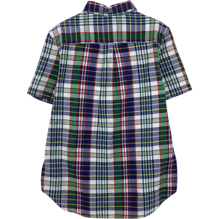 Ralph Lauren Check Pattern Short Sleeve Button Down Shirt Women's M Size cotton navy blue type Vintage Second Hand