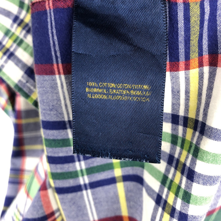 Ralph Lauren Check Pattern Short Sleeve Button Down Shirt Women's M Size cotton navy blue type Vintage Second Hand