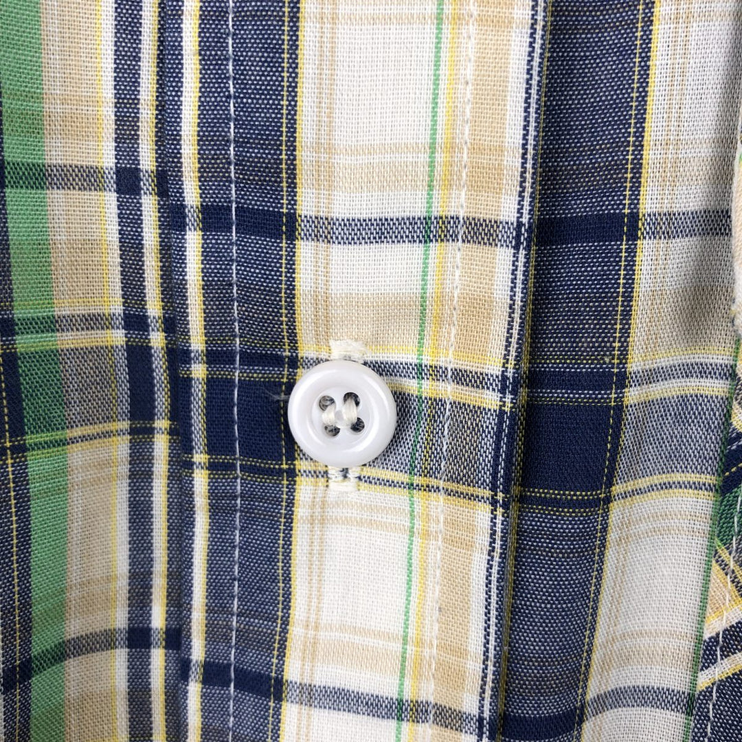 McGREGOR Check Pattern Short-Sleeve Poly-Cotton Shirt, Made in USA, Women's Size S (approx.) polyester Beige type Vintage Second Hand