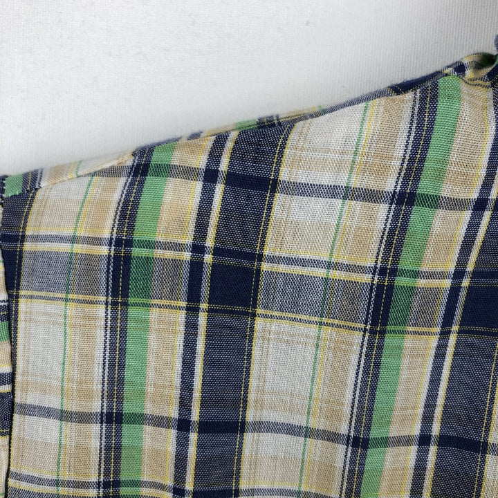 McGREGOR Check Pattern Short-Sleeve Poly-Cotton Shirt, Made in USA, Women's Size S (approx.) polyester Beige type Vintage Second Hand