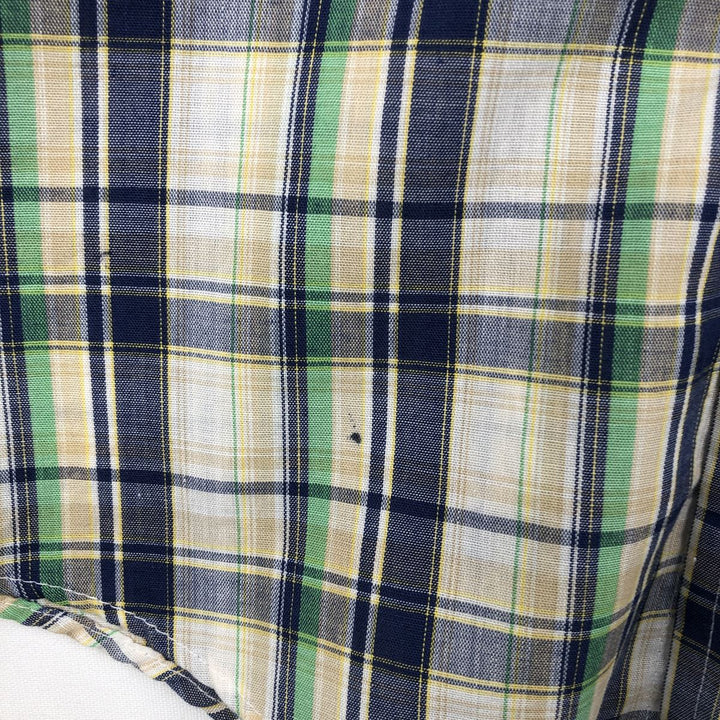 McGREGOR Check Pattern Short-Sleeve Poly-Cotton Shirt, Made in USA, Women's Size S (approx.) polyester Beige type Vintage Second Hand