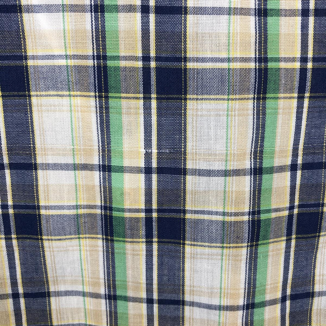 McGREGOR Check Pattern Short-Sleeve Poly-Cotton Shirt, Made in USA, Women's Size S (approx.) polyester Beige type Vintage Second Hand