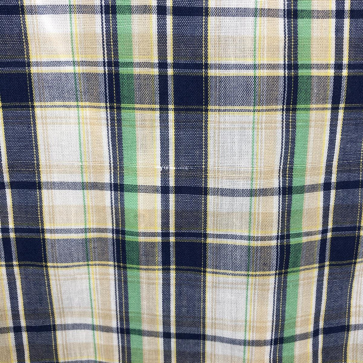 McGREGOR Check Pattern Short-Sleeve Poly-Cotton Shirt, Made in USA, Women's Size S (approx.) polyester Beige type Vintage Second Hand