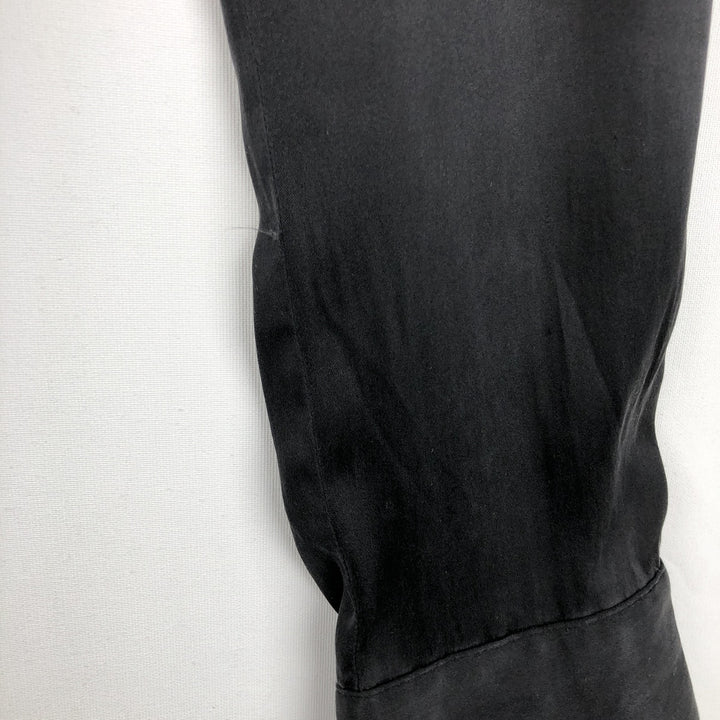 bebe Frill Long-Sleeve Western Shirt, Women's Size L (approx.) silk black type Vintage Second Hand