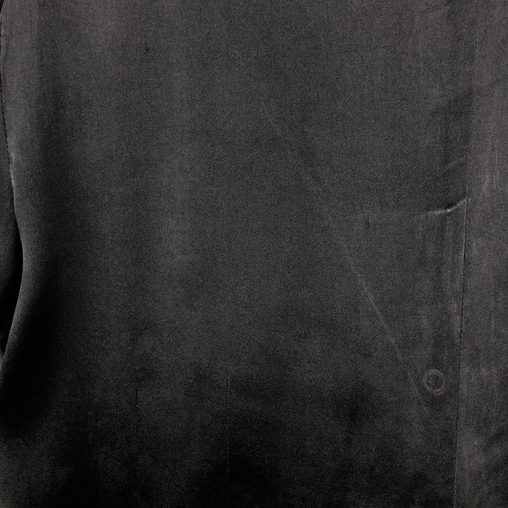 bebe Frill Long-Sleeve Western Shirt, Women's Size L (approx.) silk black type Vintage Second Hand