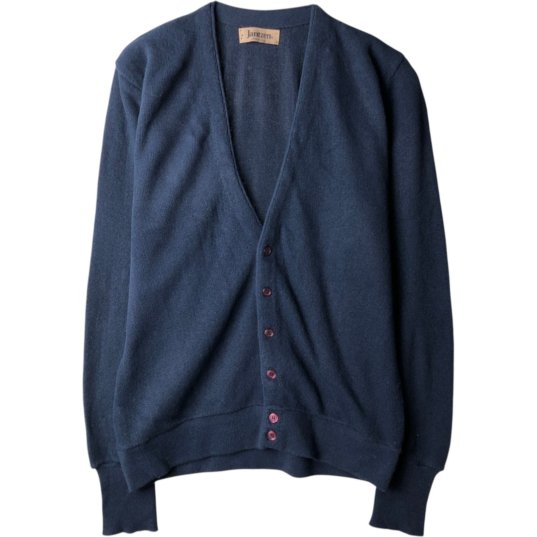Vintage 80'S Jantzen acrylic knit cardigan, made in the USA, size M for men acrylic navy blue type Vintage Second Hand