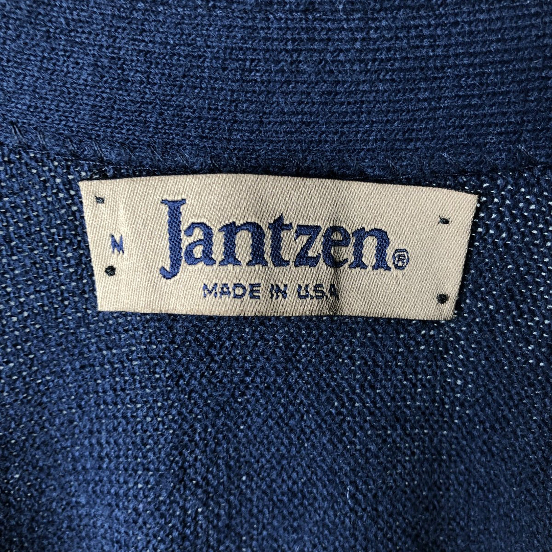 Vintage 80'S Jantzen acrylic knit cardigan, made in the USA, size M for men acrylic navy blue type Vintage Second Hand