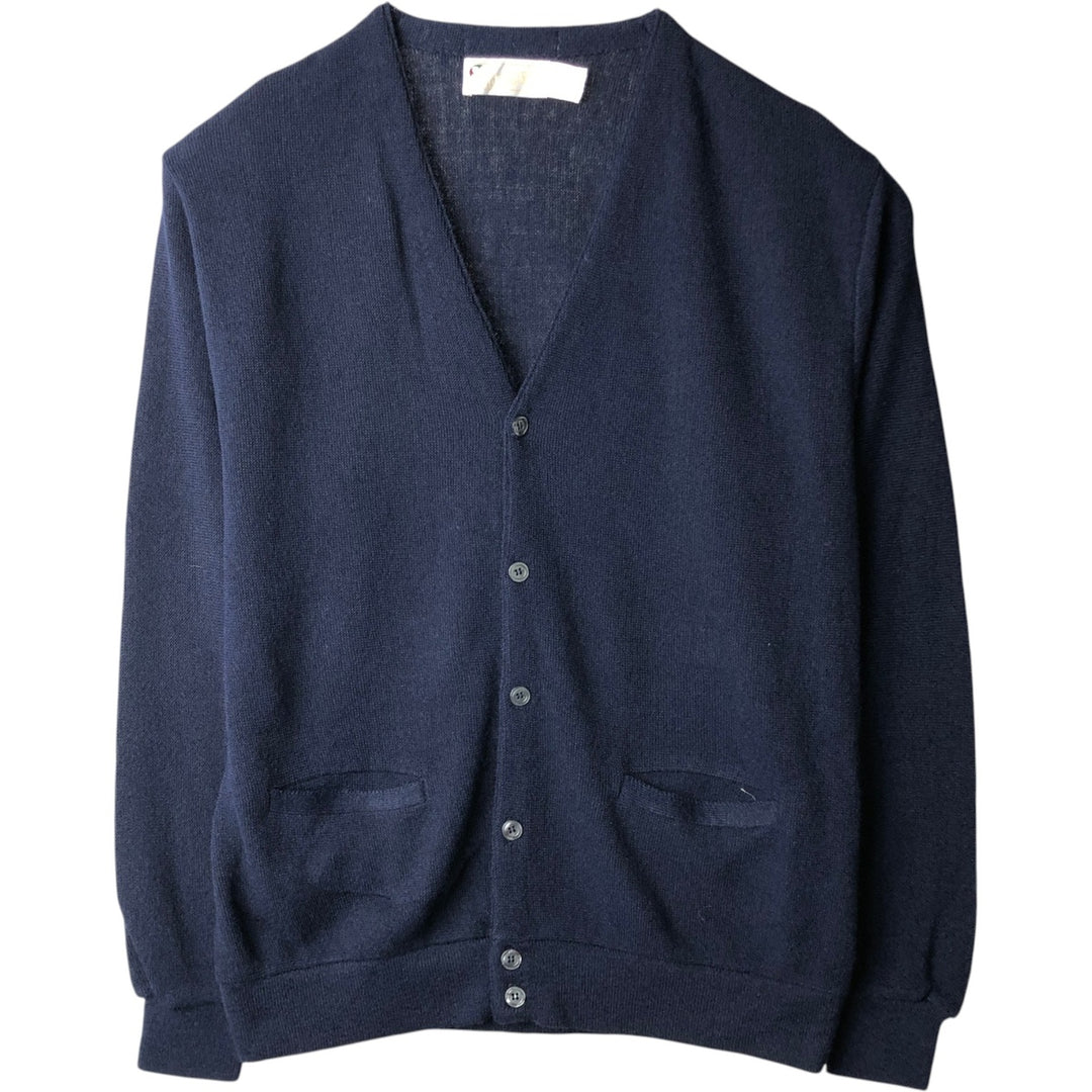 Vintage 80s-90'S Arnold Palmer acrylic knit cardigan, made in the USA, size L, men's acrylic navy blue type Vintage Second Hand