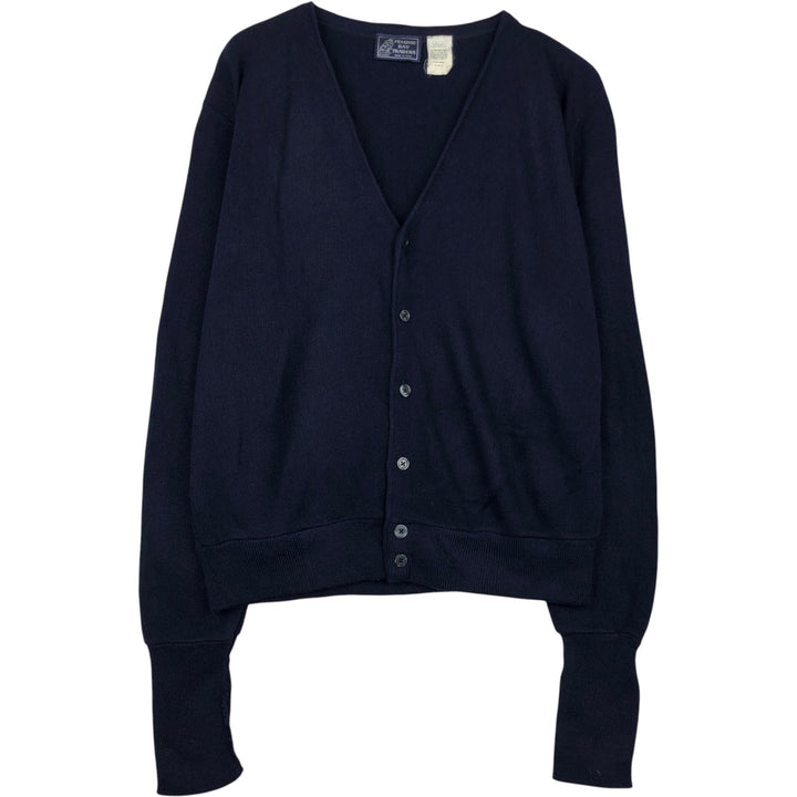 1980'S Peconic Bay Traders Acrylic Knit Cardigan, Made in USA, Men's Size XL (approx.) acrylic navy blue type Vintage Second Hand
