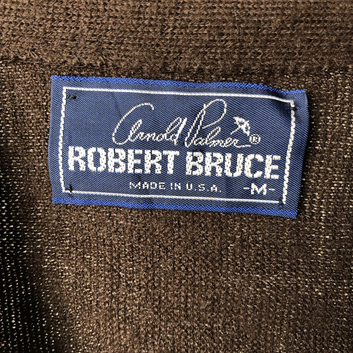 Robert Bruce Alpaca Knit Cardigan, Made in USA, Men's Size M acrylic brown type Vintage Second Hand