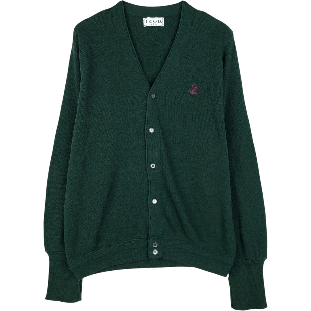 90'S IZOD acrylic knit cardigan, made in the USA, men's size L, vintage acrylic green type Vintage Second Hand