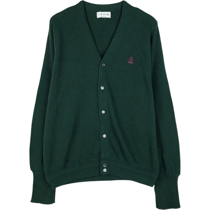 90'S IZOD acrylic knit cardigan, made in the USA, men's size L, vintage acrylic green type Vintage Second Hand