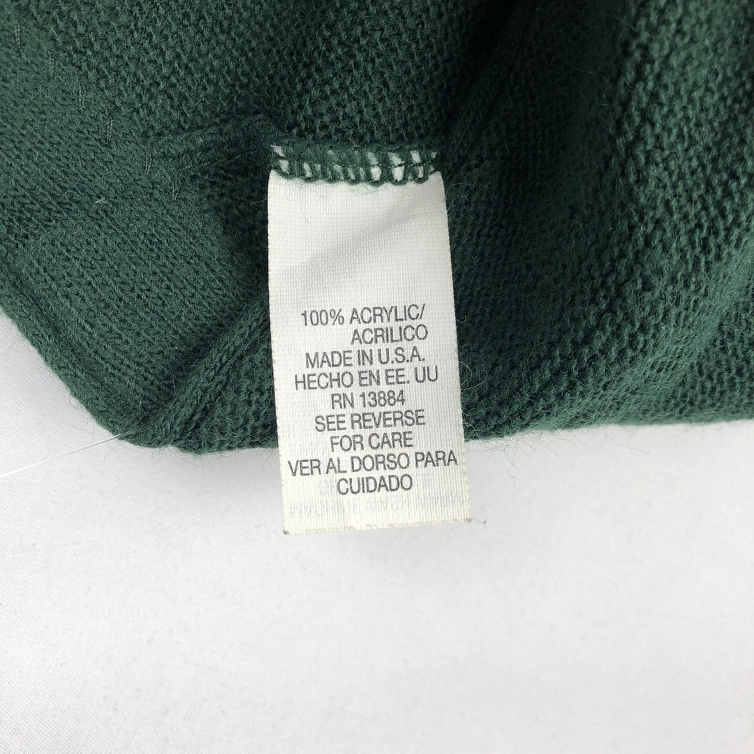 90'S IZOD acrylic knit cardigan, made in the USA, men's size L, vintage acrylic green type Vintage Second Hand