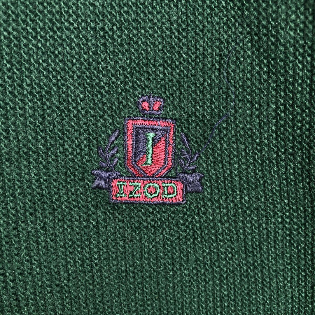 90'S IZOD acrylic knit cardigan, made in the USA, men's size L, vintage acrylic green type Vintage Second Hand