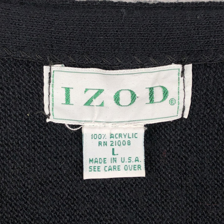 Vintage IZOD acrylic knit cardigan, made in the USA, size L, men's. acrylic navy blue type Vintage Second Hand