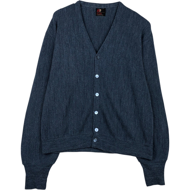 Vintage 1970s-1980'S Robert Bruce Arnold Palmer acrylic knit cardigan, made in the USA, size L, men's acrylic Navy blue Vintage Second Hand