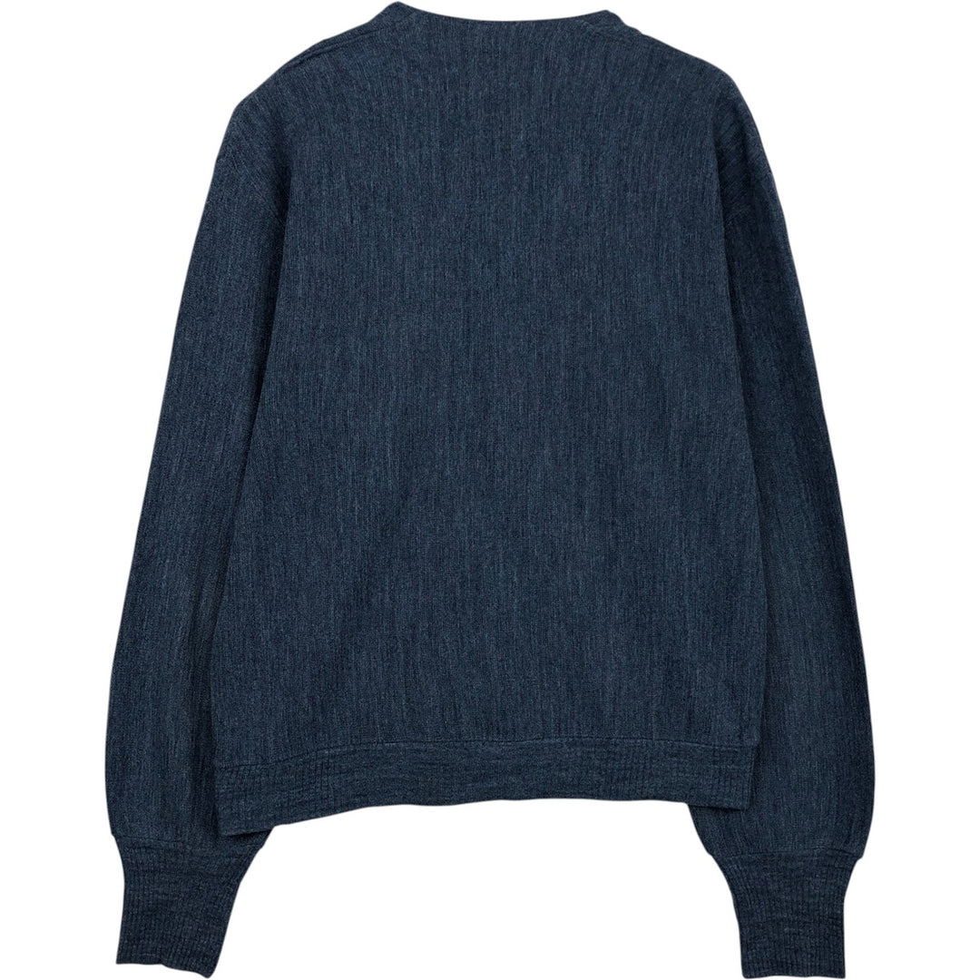 Vintage 1970s-1980'S Robert Bruce Arnold Palmer acrylic knit cardigan, made in the USA, size L, men's acrylic Navy blue Vintage Second Hand