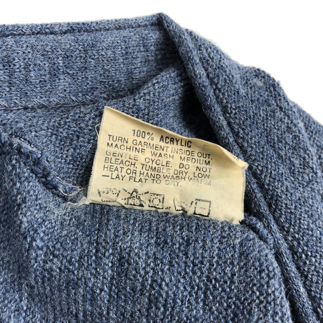 Vintage 1970s-1980'S Robert Bruce Arnold Palmer acrylic knit cardigan, made in the USA, size L, men's acrylic Navy blue Vintage Second Hand
