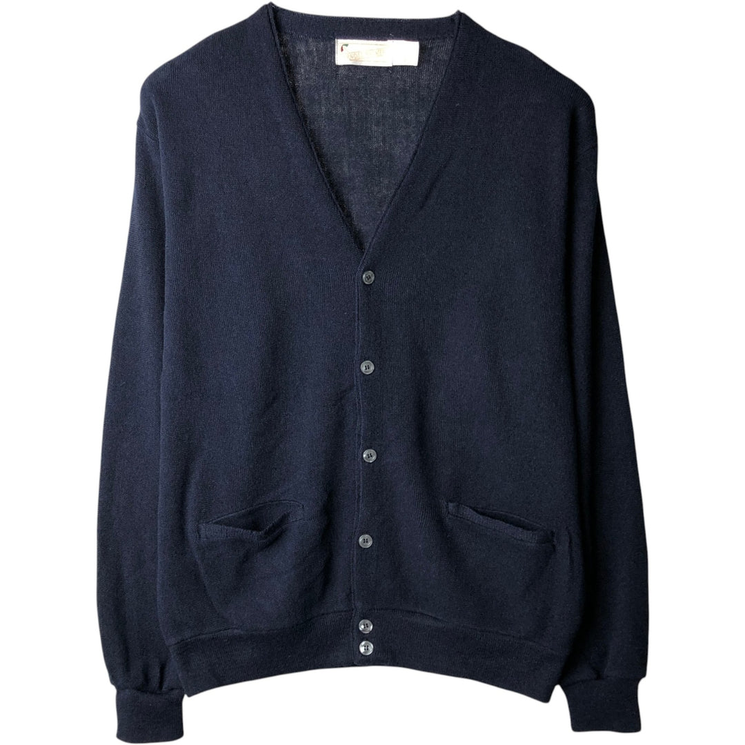 80s-90'S Arnold Palmer Acrylic Knit Cardigan, Made in USA, Men's Size L (Equivalent), Vintage acrylic navy blue type Vintage Second Hand