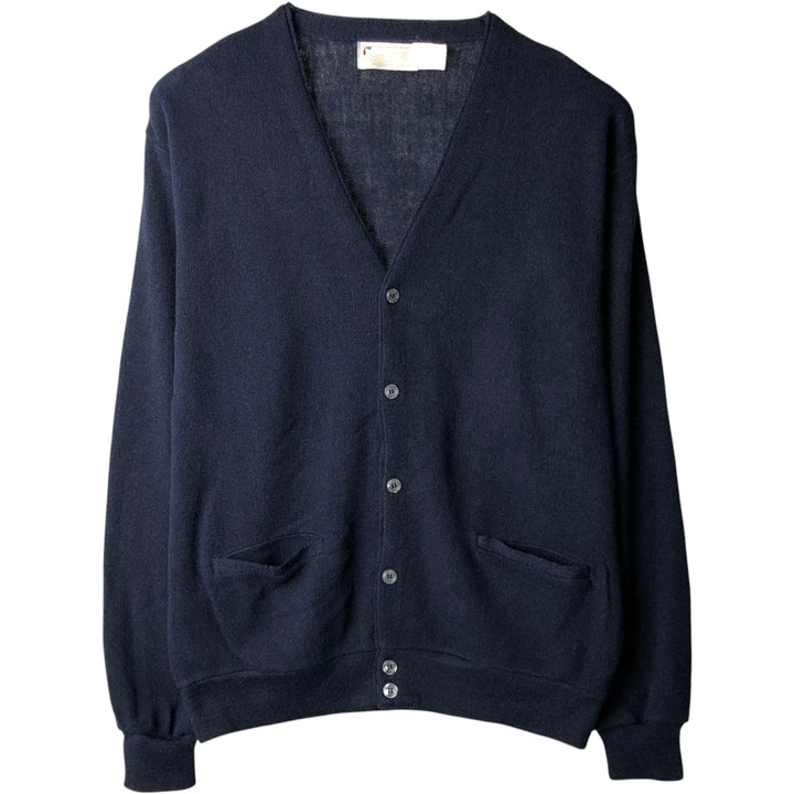 80s-90'S Arnold Palmer Acrylic Knit Cardigan, Made in USA, Men's Size L (Equivalent), Vintage acrylic navy blue type Vintage Second Hand