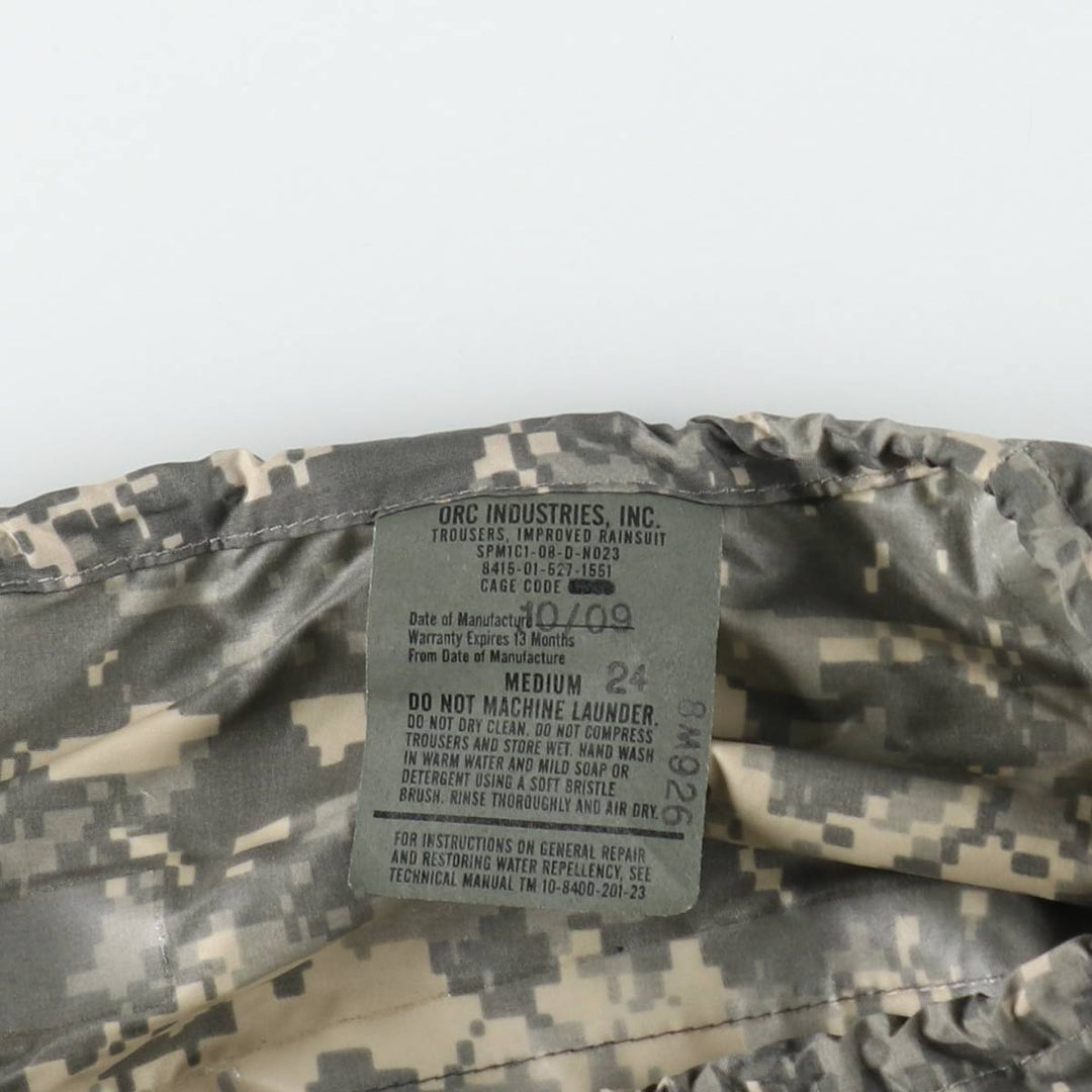 2000'S US Military Issue Camouflage Pattern ACU Digital Camo Military Rain Pants, Made in USA, MEDIUM (Men's M equivalent) unclear gray type Vintage Second Hand