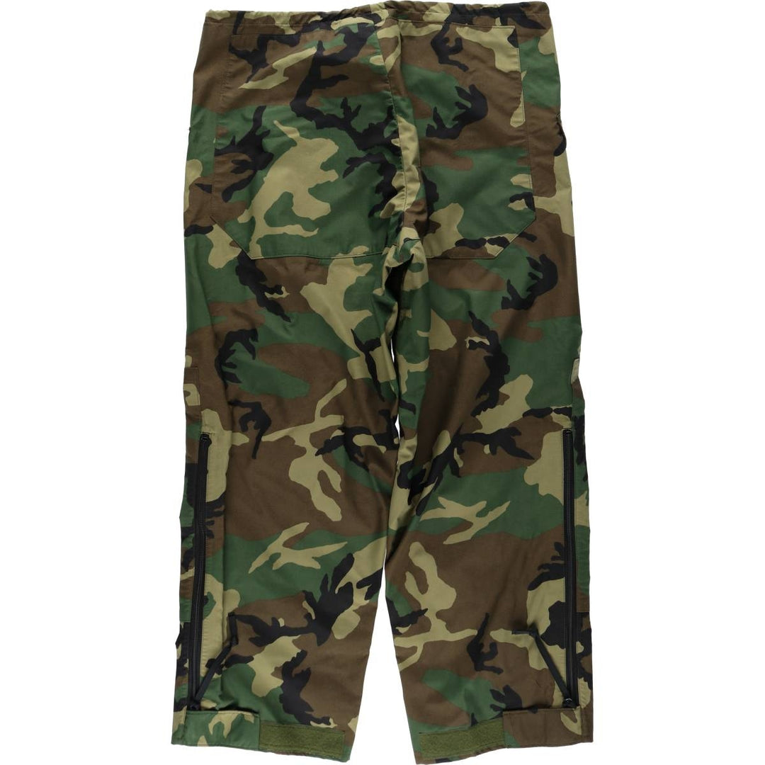 1990'S US Military Issue Camouflage Pattern Woodland Camo Gore-Tex Military Overpants Made in USA Large-Regular (Men's Size L equivalent) Nylon Khaki type Vintage Second Hand