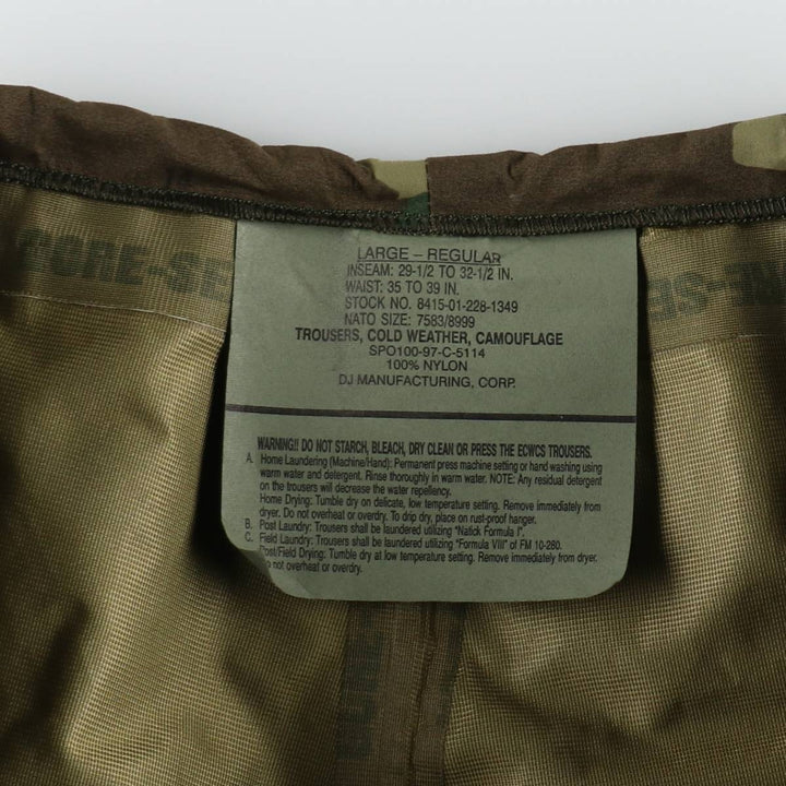 1990'S US Military Issue Camouflage Pattern Woodland Camo Gore-Tex Military Overpants Made in USA Large-Regular (Men's Size L equivalent) Nylon Khaki type Vintage Second Hand
