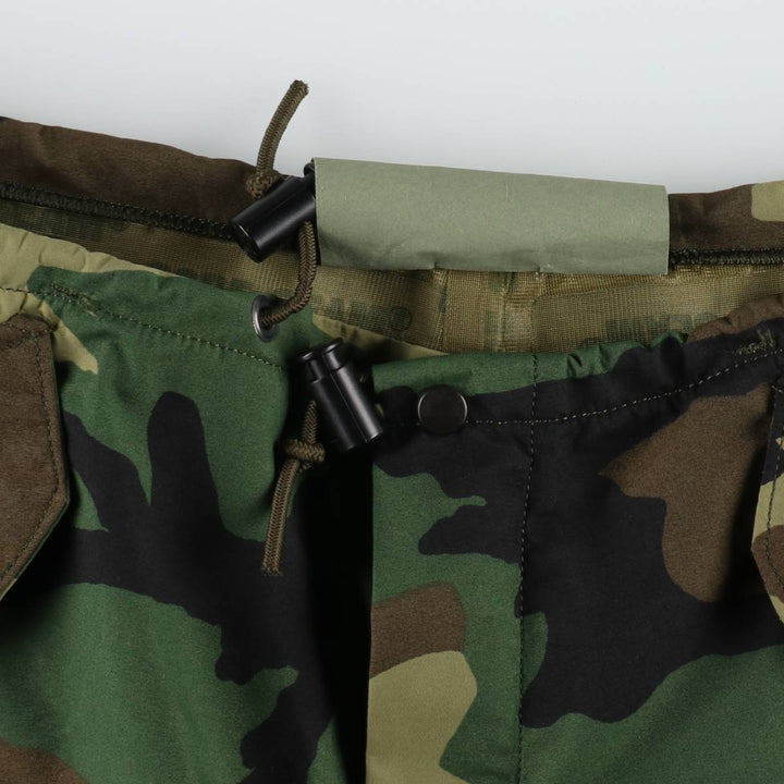 1990'S US Military Issue Camouflage Pattern Woodland Camo Gore-Tex Military Overpants Made in USA Large-Regular (Men's Size L equivalent) Nylon Khaki type Vintage Second Hand