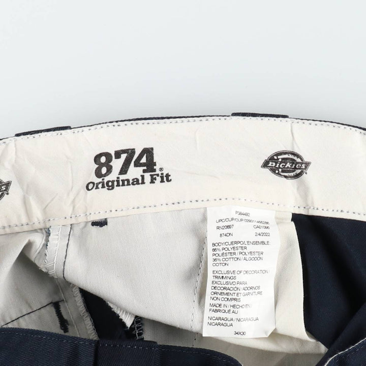 Dickies 874 Original Fit Work Pants, Men's, Size W34 polyester navy blue type Vintage Second Hand