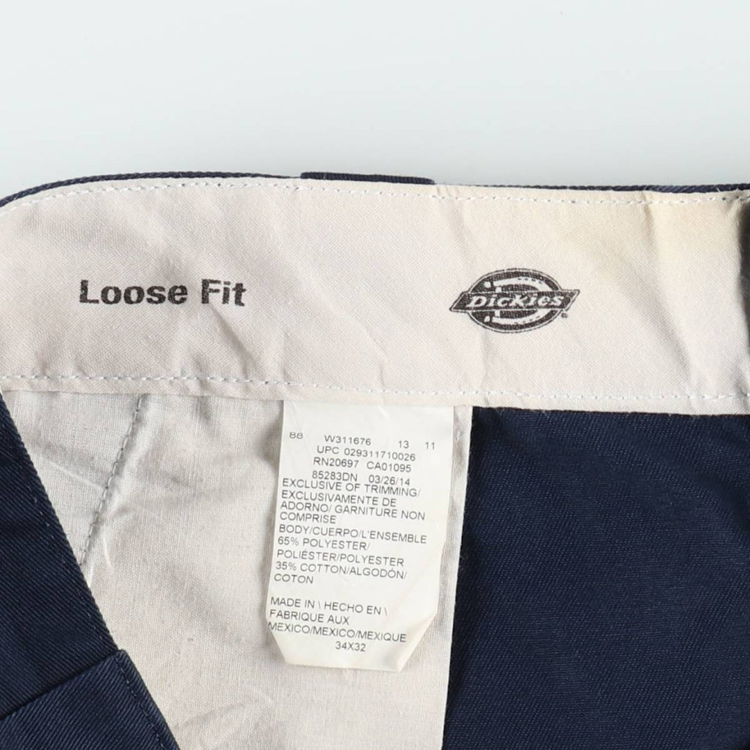 Dickies Loose Fit Double Knee Work Pants Men's W34 polyester navy blue type Vintage Second Hand