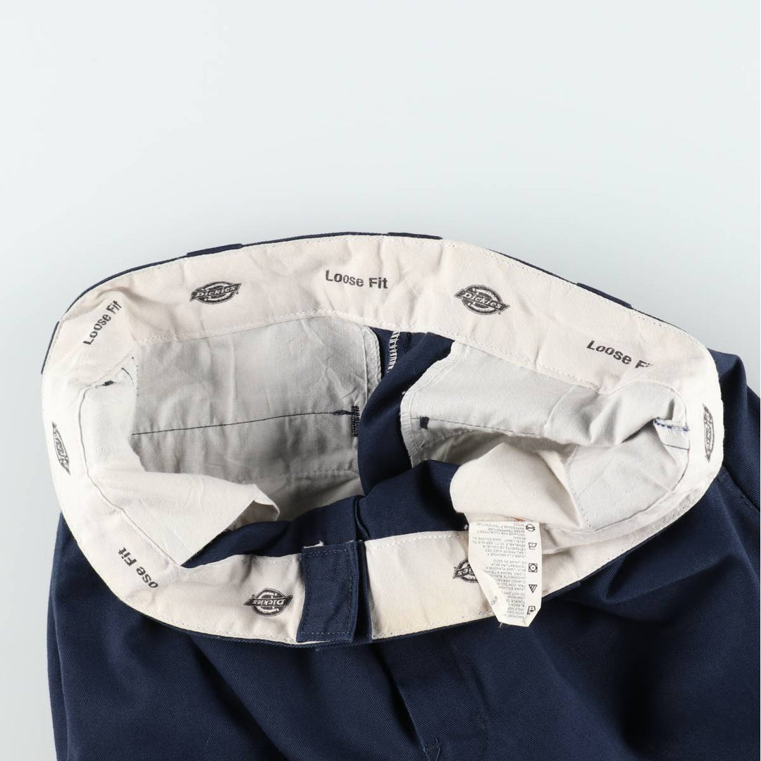Dickies Loose Fit Double Knee Work Pants Men's W34 polyester navy blue type Vintage Second Hand