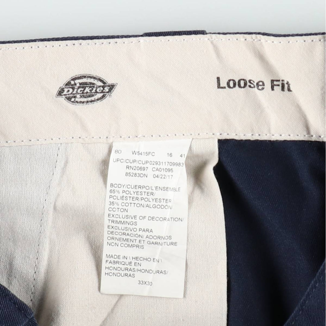 Dickies Loose Fit Work Pants, Men's W33 (approx.) polyester navy blue type Vintage Second Hand