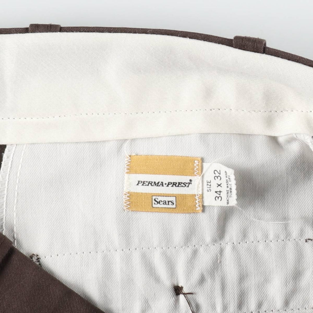70s-80'S Sears PERMA-PREST Work Pants, Men's W33 (approx.), Vintage unclear brown type Vintage Second Hand