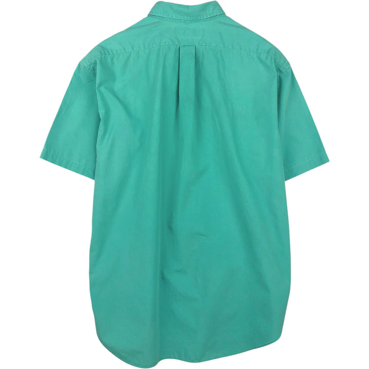 Ralph Lauren BLAKE short sleeve button down shirt, men's size L cotton turquoise blue Vintage Second Hand