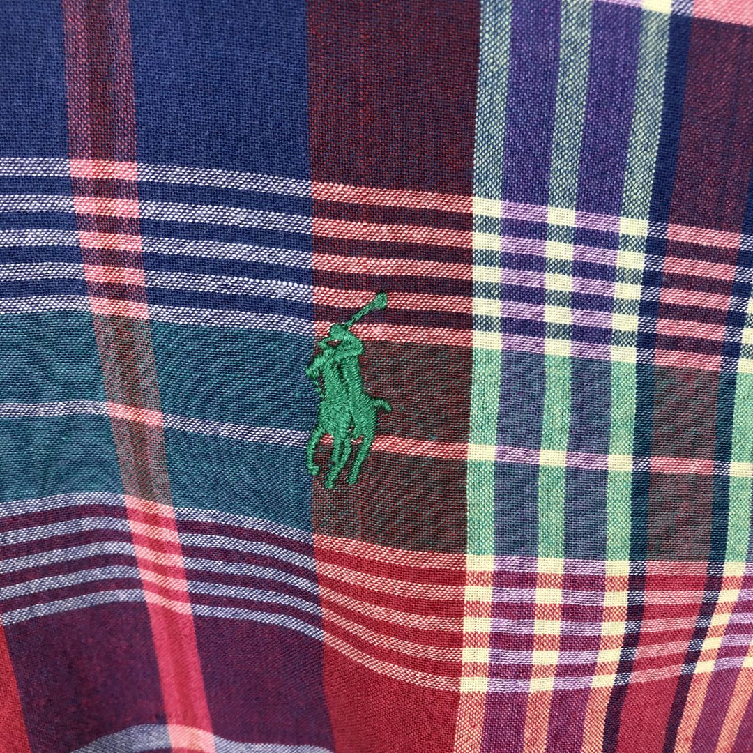 Ralph Lauren BLAKE Madras Check Short Sleeve Button Down Check Shirt Men's L size cotton red type Vintage Second Hand