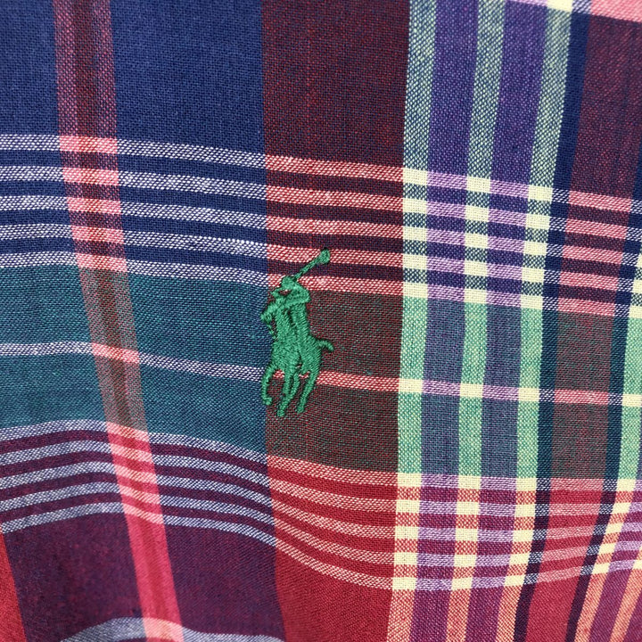 Ralph Lauren BLAKE Madras Check Short Sleeve Button Down Check Shirt Men's L size cotton red type Vintage Second Hand