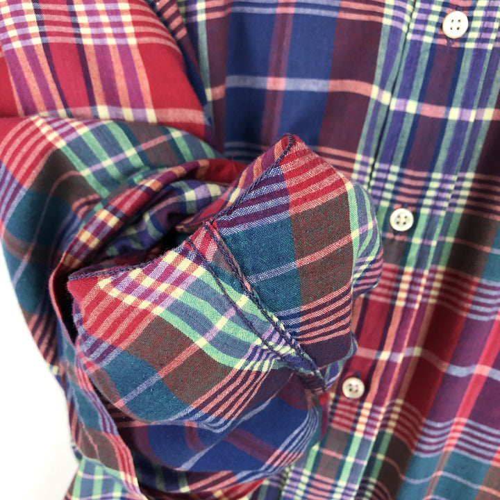 Ralph Lauren BLAKE Madras Check Short Sleeve Button Down Check Shirt Men's L size cotton red type Vintage Second Hand