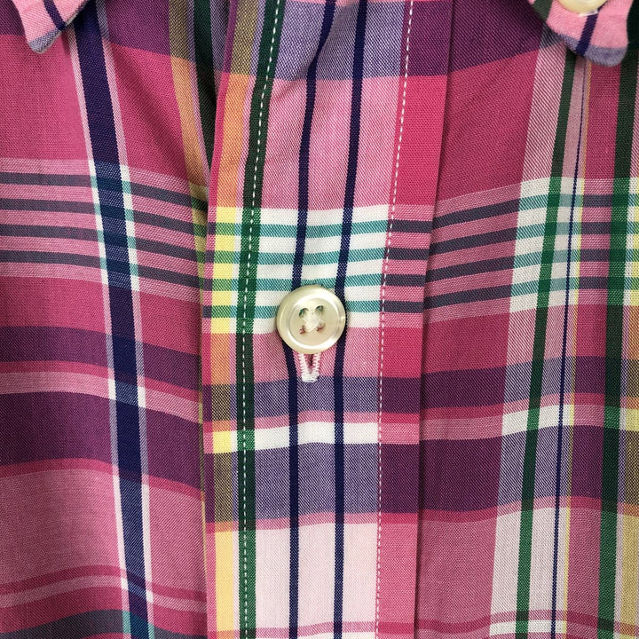 Ralph Lauren CLASSIC FIT Madras check short-sleeved button-down check shirt, men's size XXL equivalent. cotton pink type Vintage Second Hand