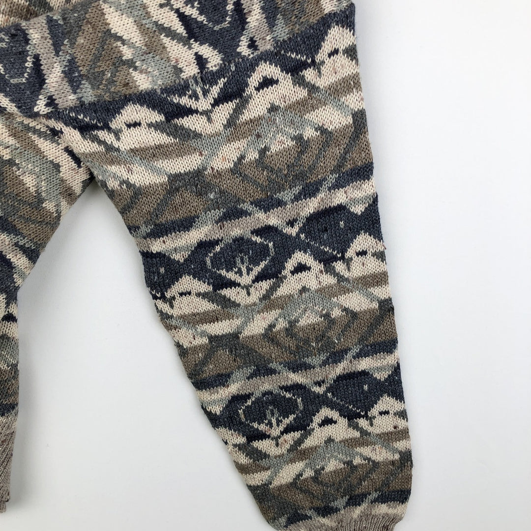 ~90'S Northwest Territory all-over print acrylic knit sweater, men's size L equivalent, vintage. Lamy Beige type Vintage Second Hand