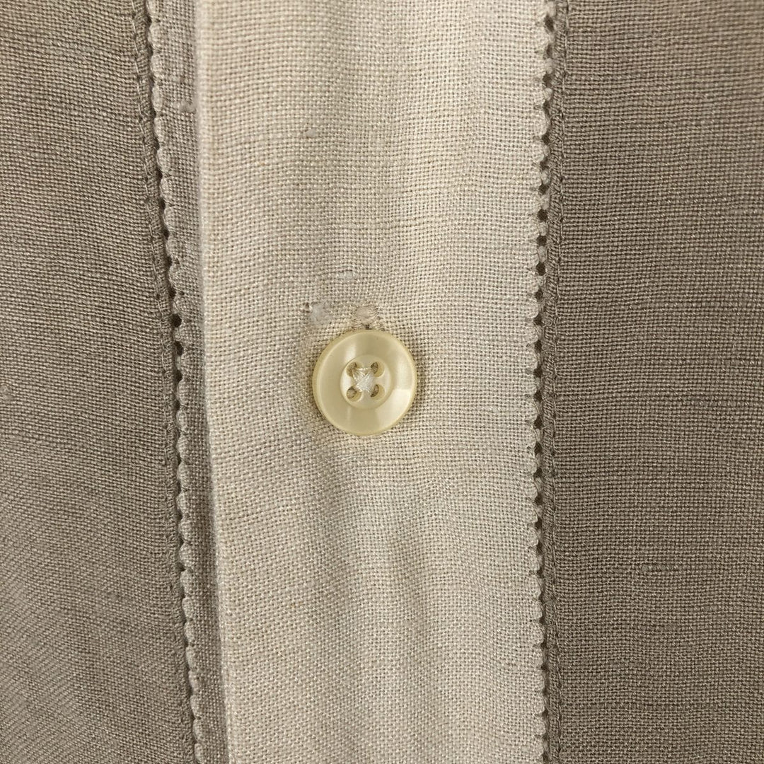 GEOFFREY BEENE Short-Sleeve Open-Collar Linen Shirt, Boxy Fit, Men's Size L linen Beige type Vintage Second Hand
